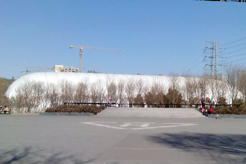 料场封闭储料棚,全封闭绿色施工厂棚,新型环保矿用棚